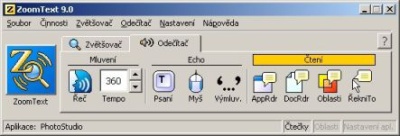 Ovldac panel softwarov lupy ZoomText